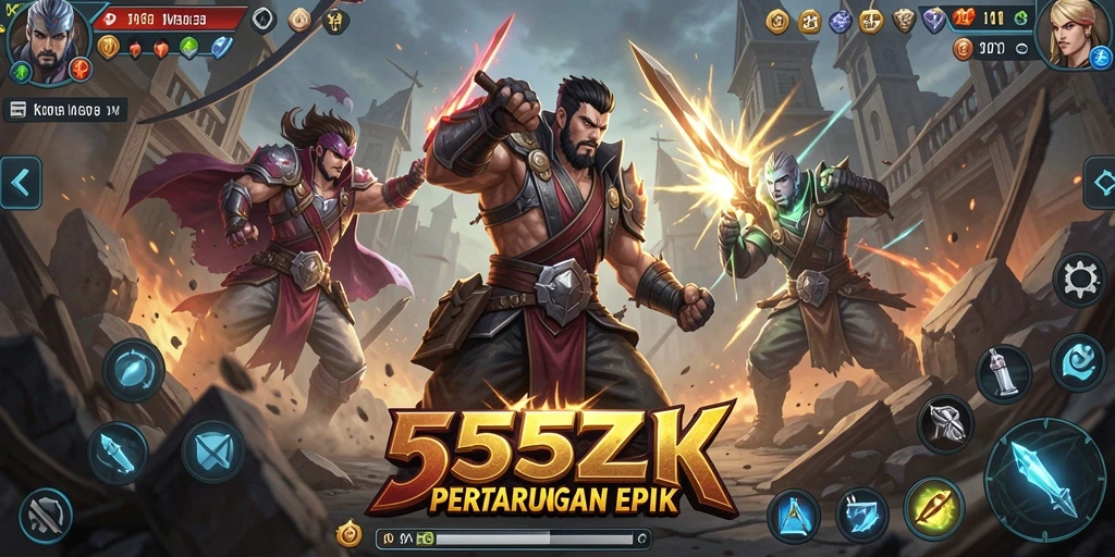 Gameplay mendebarkan dari 555ZK dengan karakter bertarung.