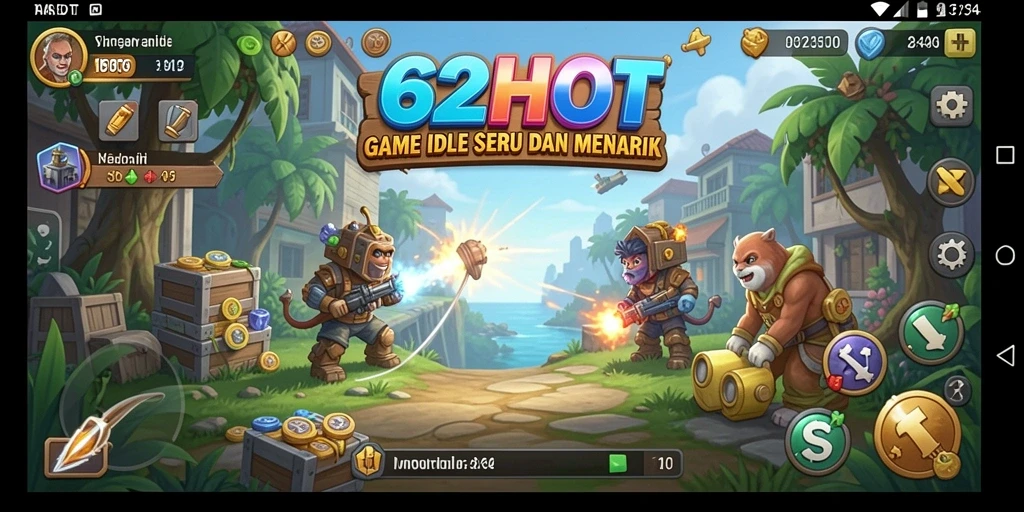 Tampilan gameplay Idle 62HOT yang menarik dan penuh warna.