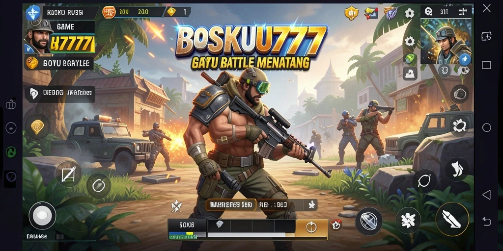 Gameplay seru dalam pertarungan Battle Royale di BOSKU777.