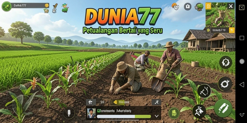 Tampilan gameplay seru dalam petualangan bertani di DUNIA77.