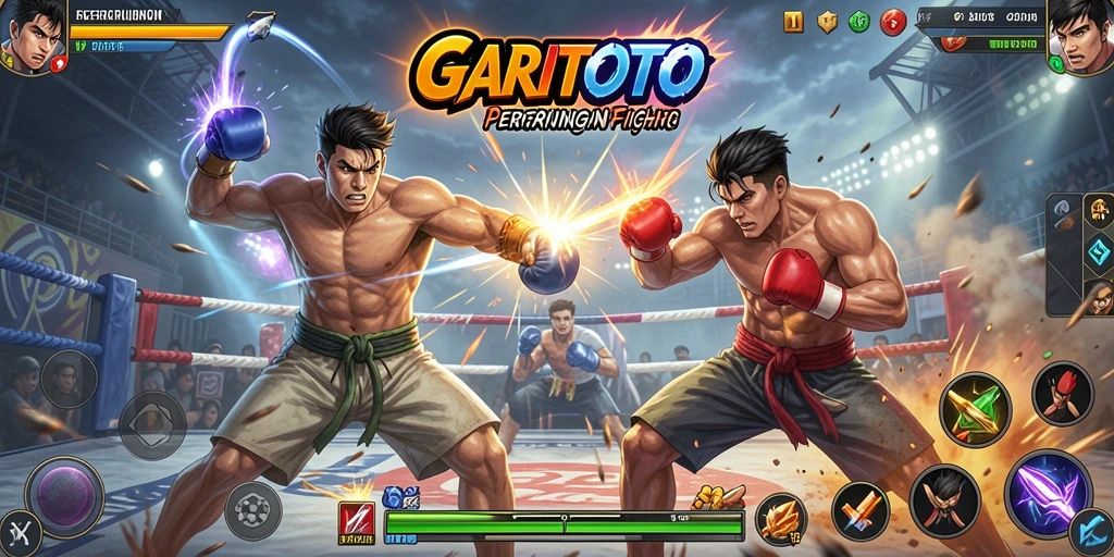 Tangkapan layar dari gameplay GARITOTO dengan aksi pertarungan yang intens.
