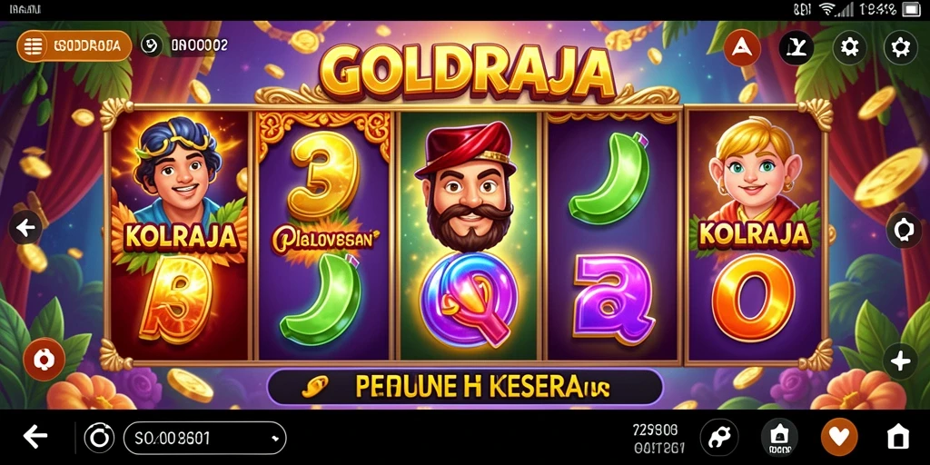 Screenshot utama GOLDRAJA menampilkan gameplay slot yang menegangkan.