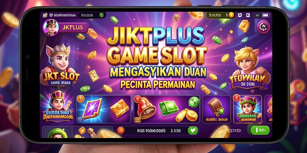 Screenshot gameplay JKTPLUS menampilkan gulungan penuh warna dan fitur bonus.