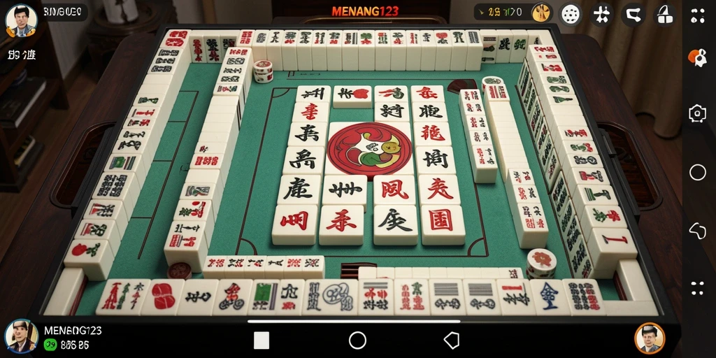 Tangkapan layar MENANG123 menampilkan gameplay Mahjong yang seru.