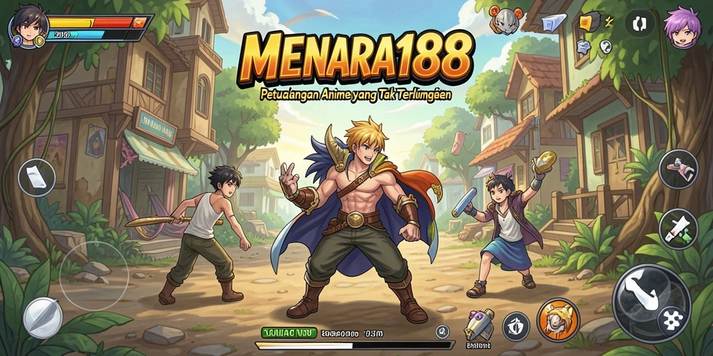 Tampilan gameplay MENARA188 dengan karakter dan pertempuran yang seru.