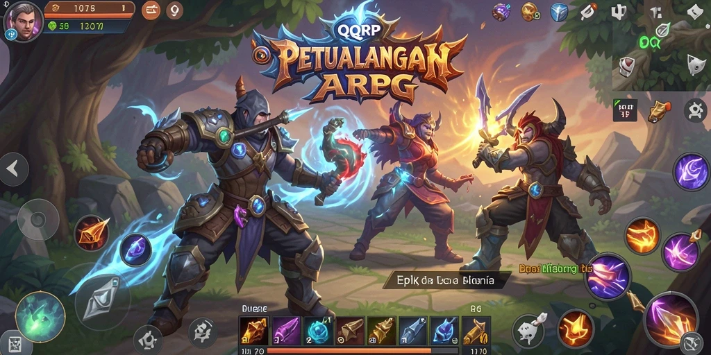 Screenshot utama QQRP menampilkan aksi pertarungan seru di dunia ARPG.