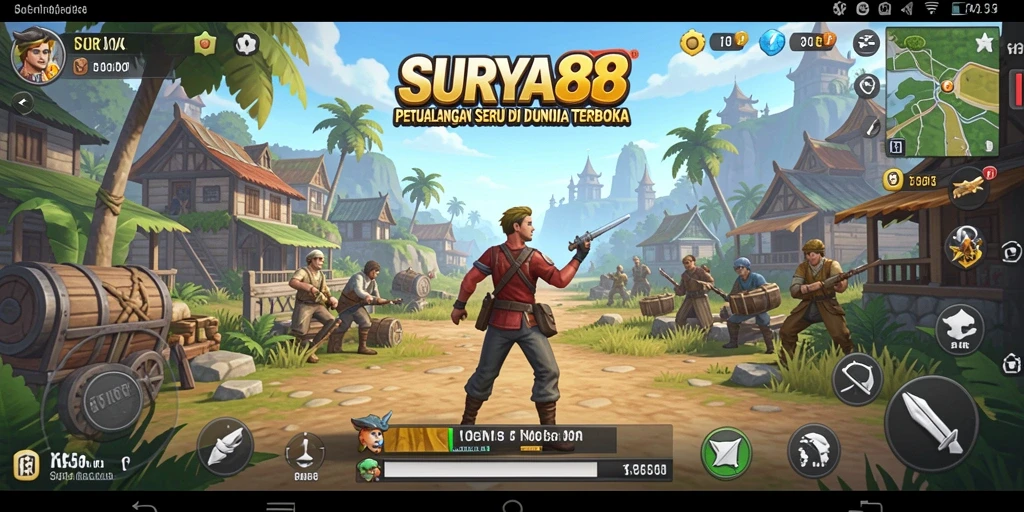 Screenshot menampilkan gameplay SURYA88 di dunia terbuka yang luas.