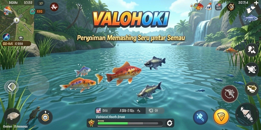 Tampilan menarik dari gameplay VALOHOKI saat menangkap ikan di laut.